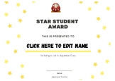 Star Student of the week Award Japanese