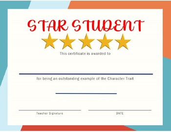 Star Student Certificate by Counselor Nicole | TPT