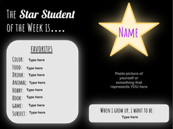 Preview of Star Student Slide for Google Classroom