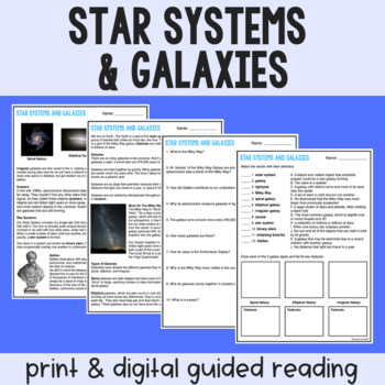 Preview of Star Systems & Galaxies - Reading Comprehension Worksheets