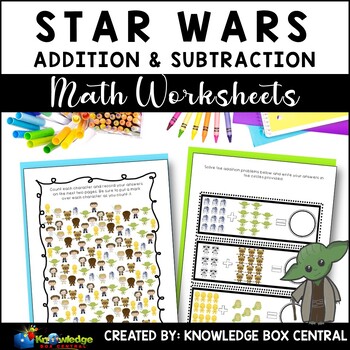 star wars addition subtraction math worksheets by knowledge box central