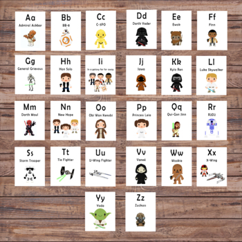 Preview of Star Wars Alphabet Flash Cards