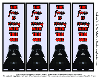 Star Wars Inspired Bookmarks by Ms Artastic | Teachers Pay Teachers
