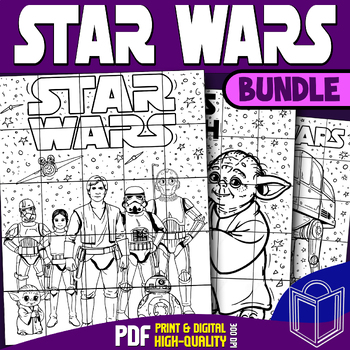 Preview of Star Wars Bundle: Engaging Collaborative Posters Coloring Crafts, May The Fourth