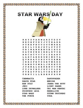 Star Wars - Word Search-" May The Fourth Be with You" by El Jaguar