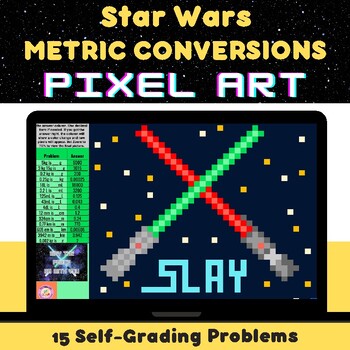 Preview of Star Wars Inspired Metric Unit Conversions Mystery Pixel Art Google Sheets
