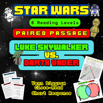 Preview of Star Wars Paired Passage Comprehension Compare Venn Write May Fourth Force ELA