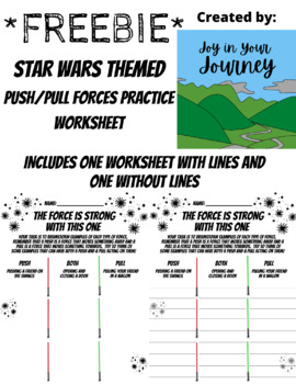 Preview of Star Wars Push/Pull Example Worksheet