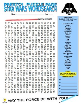 Star Wars Puzzle Page (Wordsearch and Criss-Cross) by PRESTO Puzzle Pages