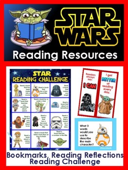 Preview of Star Wars Reading Resources: Bookmarks, Reflections, Challenge Gr 3-5