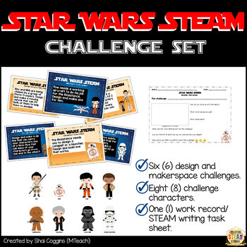 Preview of Star Wars STEAM / STEM Challenge Task Cards w/ Writing Task Sheets & Characters