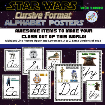 Preview of Star Wars Theme Alphabet Posters Cursive Format