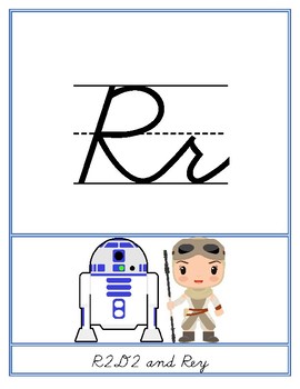 Preview of Star Wars Theme Word Wall Alphabet ABC Handwriting Lined Penmanship Editable