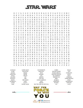 Preview of Star Wars wordsearch - May the force (or fourth) be with you
