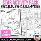 Star Worksheets Preschool, PreK, Kindergarten, Printable A