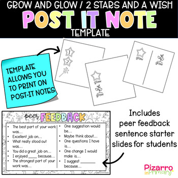 Preview of Star and Wish Post it note | Glow and Grow Post it note | Post it note template