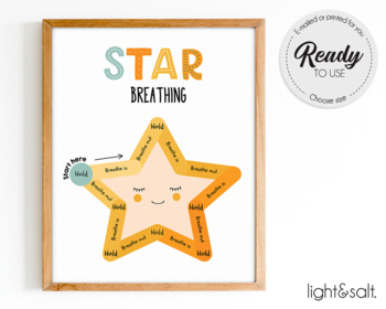 Preview of Star breathing, breathing grounding technique poster, calm down corner