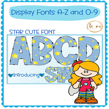 Preview of Star cute Display & color fonts A-Z and 0-9 TTF ,OTF and PNG files