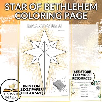 Preview of Star of Bethlehem Coloring Page-Christmas, Bible, Religious, Christian, Nativity