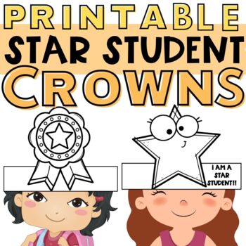 Preview of Star of the Week Crown Hat Coloring Activity for Kindergarten Pre-K Star Student