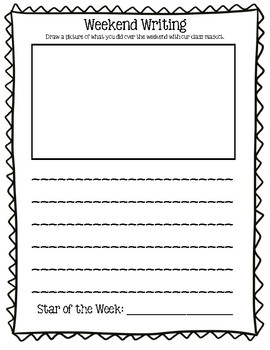 Star of the Week Mascot Weekend Writing by Katrina Young | TpT