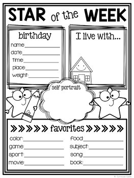 Star Of The Week Student Poster Freebie Back To School Activity