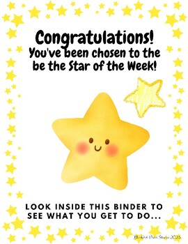 Preview of Star of the week/star student binder with parent directions, and journal