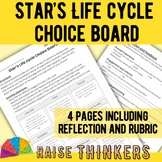 Star’s Life cycle Choice Board Middle School Science diffe