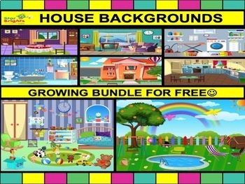 Preview of StarBrights - House Room Backgrounds Clipart Bundle 20 different in total