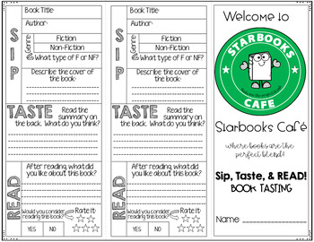 Starbooks Cafe Book Tasting by Michelle Little | TpT