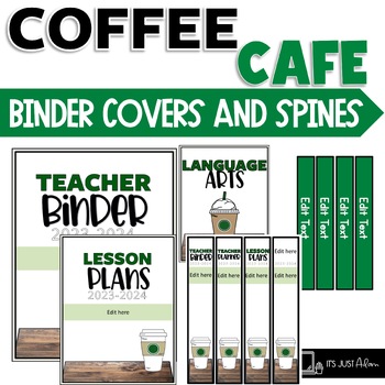 Starbooks Cafe Coffee Themed Editable Teacher Binder Covers and Spines