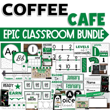 Preview of Coffee Cafe Epic Classroom Themes Decor || "The VENTI" Bundle Starboooks