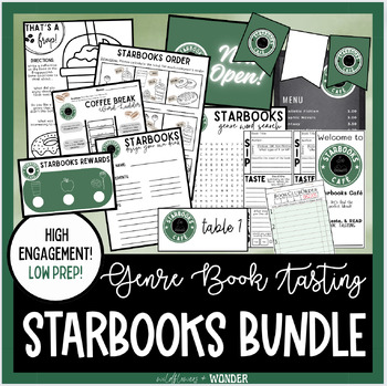 Preview of Starbooks Day Genre Book Tasting Bundle | Cafe Book Club | No Prep Math Writing