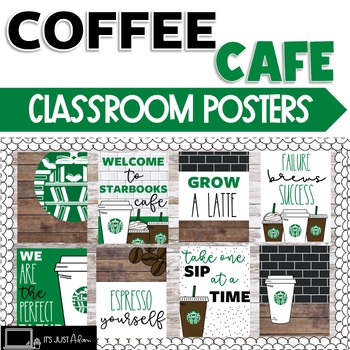 Preview of Coffee Cafe Posters Bulletin Board Set Growth Mindset Coffee Classroom Posters