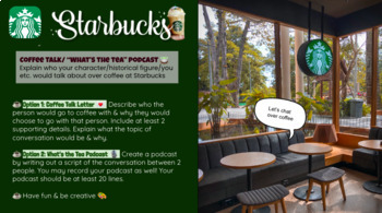 Preview of Starbucks Coffee Talk What's The Tea Podcast Engaging Writing Activity