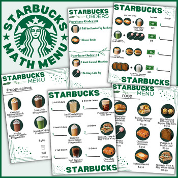 Preview of Starbucks Math Menu Add & Subtract Money/Decimals