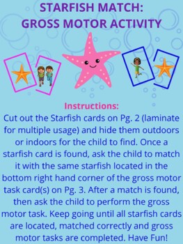 Preview of Starfish Match Gross Motor Game/Activity (Spring, Summer, Physical Therapy, OT)