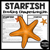 Starfish Reading Comprehension Worksheet Ocean Creatures S
