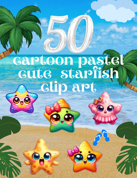 Preview of Starfish Splendor: Pastel Cartoon Clip Art Collection