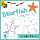 Starfish Template Set: Printable Black and White Outlines 