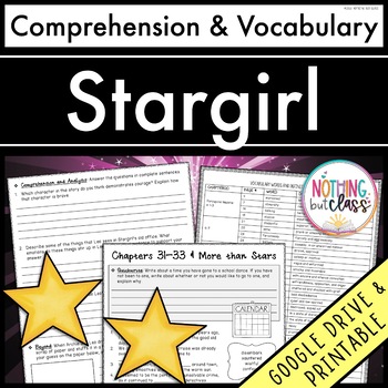 Preview of Stargirl | Comprehension Questions and Vocabulary by chapter