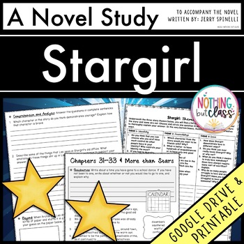 Preview of Stargirl Novel Study Unit | Comprehension Questions with Activities and Tests