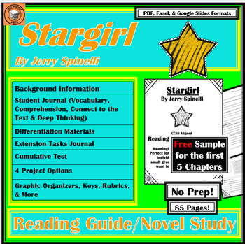 Preview of Stargirl by Jerry Spinelli |SAMPLE Reading Guide | Book / Literature Novel Study