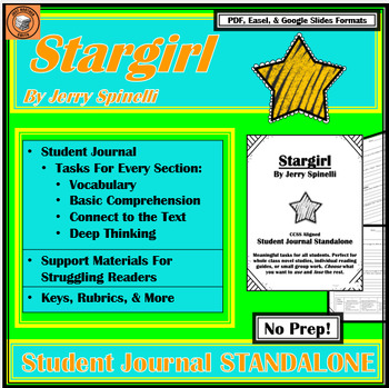 Preview of Stargirl by Jerry Spinelli | STUDENT JOURNAL | Reading Guide | Book /Novel Study