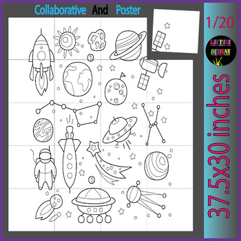 Preview of Starry Skies Spectacular: Astronomy Day Collaborative Coloring Poster & Craft