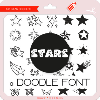 Preview of Stars Doodle Font - W Λ D L Ξ N