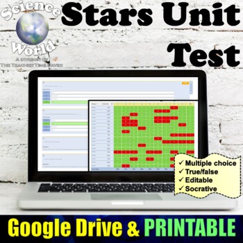 Preview of Stars, Galaxies & Universe Digital Test, Quiz, Assessment | Space Notebook