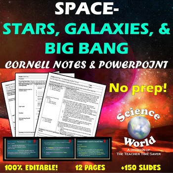 Preview of Stars Galaxies & Universe Unit Notes & Slides Bundle- Space Science