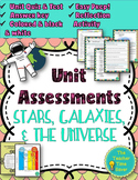 Space Editable Unit Test Quiz Assessment | Stars Galaxies 