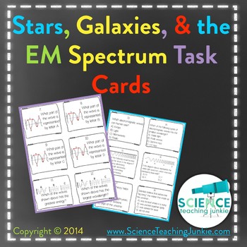 Preview of Stars, Galaxies and the EM Spectrum Task Cards